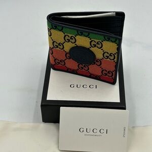 Gucci multicolor canvas/leather bifold wall made in Italy